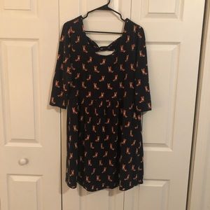 Fox Print Fit and Flare Dress 1X